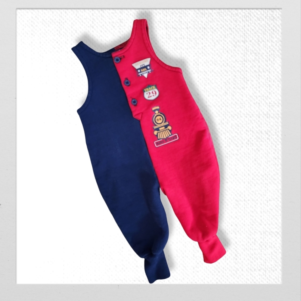 Vintage Red And Blue Train Jumper, Kid's 6-9m